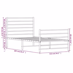 vidaXL Metal Bed Frame with Headboard Bed Base Mattress Foundation Bedstead - white, 107 x 203 cm/with headboard & footboard - Additional view 4