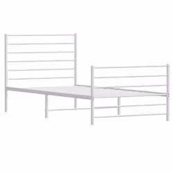 vidaXL Metal Bed Frame with Headboard Bed Base Mattress Foundation Bedstead - white, 107 x 203 cm/with headboard & footboard - Additional view 5