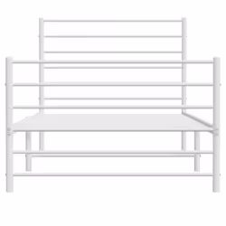 vidaXL Metal Bed Frame with Headboard Bed Base Mattress Foundation Bedstead - white, 107 x 203 cm/with headboard & footboard - Additional view 6
