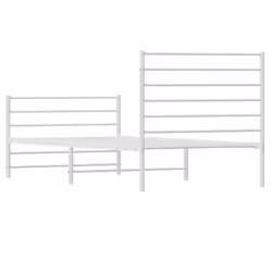 vidaXL Metal Bed Frame with Headboard Bed Base Mattress Foundation Bedstead - white, 107 x 203 cm/with headboard & footboard - Additional view 8