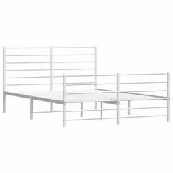 vidaXL Metal Bed Frame with Headboard Bed Base Mattress Foundation Bedstead - white, 120 x 190 cm/with headboard & footboard - Additional view 4