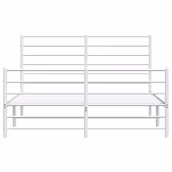 vidaXL Metal Bed Frame with Headboard Bed Base Mattress Foundation Bedstead - white, 120 x 190 cm/with headboard & footboard - Additional view 5