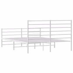 vidaXL Metal Bed Frame with Headboard Bed Base Mattress Foundation Bedstead - white, 120 x 190 cm/with headboard & footboard - Additional view 7