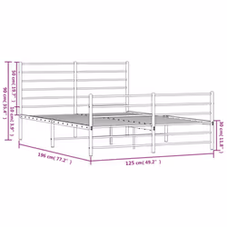 vidaXL Metal Bed Frame with Headboard Bed Base Mattress Foundation Bedstead - white, 120 x 190 cm/with headboard & footboard - Additional view 9