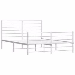 vidaXL Metal Bed Frame with Headboard Bed Base Mattress Foundation Bedstead - white, 140 x 190 cm/with headboard & footboard - Additional view 4