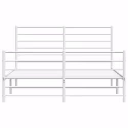 vidaXL Metal Bed Frame with Headboard Bed Base Mattress Foundation Bedstead - white, 140 x 190 cm/with headboard & footboard - Additional view 5