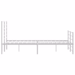 vidaXL Metal Bed Frame with Headboard Bed Base Mattress Foundation Bedstead - white, 140 x 190 cm/with headboard & footboard - Additional view 6