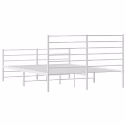 vidaXL Metal Bed Frame with Headboard Bed Base Mattress Foundation Bedstead - white, 140 x 190 cm/with headboard & footboard - Additional view 7