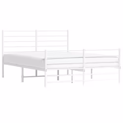 vidaXL Metal Bed Frame with Headboard Bed Base Mattress Foundation Bedstead - white, 160 x 200 cm/with headboard & footboard - Additional view 3