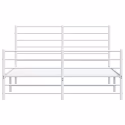 vidaXL Metal Bed Frame with Headboard Bed Base Mattress Foundation Bedstead - white, 160 x 200 cm/with headboard & footboard - Additional view 5