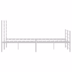 vidaXL Metal Bed Frame with Headboard Bed Base Mattress Foundation Bedstead - white, 160 x 200 cm/with headboard & footboard - Additional view 6
