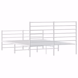 vidaXL Metal Bed Frame with Headboard Bed Base Mattress Foundation Bedstead - white, 160 x 200 cm/with headboard & footboard - Additional view 7