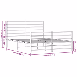 vidaXL Metal Bed Frame with Headboard Bed Base Mattress Foundation Bedstead - white, 160 x 200 cm/with headboard & footboard - Additional view 9