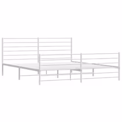 vidaXL Metal Bed Frame with Headboard Bed Base Mattress Foundation Bedstead - white, 180 x 200 cm/with headboard & footboard - Additional view 4