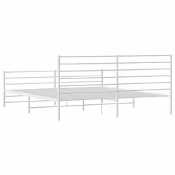 vidaXL Metal Bed Frame with Headboard Bed Base Mattress Foundation Bedstead - white, 180 x 200 cm/with headboard & footboard - Additional view 7