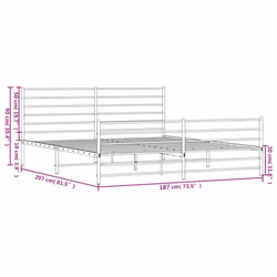 vidaXL Metal Bed Frame with Headboard Bed Base Mattress Foundation Bedstead - white, 180 x 200 cm/with headboard & footboard - Additional view 9