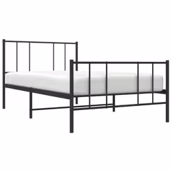 vidaXL Metal Bed Frame with Headboard Bed Base Mattress Foundation Bedstead - black, 75 x 190 cm/with headboard & footboard - Additional view 2