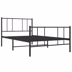 vidaXL Metal Bed Frame with Headboard Bed Base Mattress Foundation Bedstead - black, 75 x 190 cm/with headboard & footboard - Additional view 4