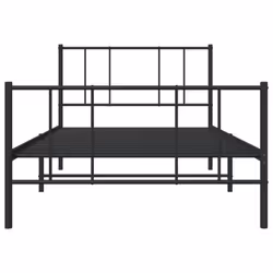 vidaXL Metal Bed Frame with Headboard Bed Base Mattress Foundation Bedstead - black, 75 x 190 cm/with headboard & footboard - Additional view 5
