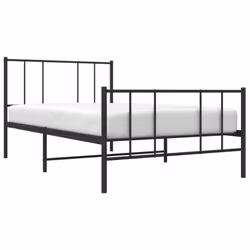 vidaXL Metal Bed Frame with Headboard Bed Base Mattress Foundation Bedstead - black, 90 x 190 cm/with headboard & footboard - Additional view 2