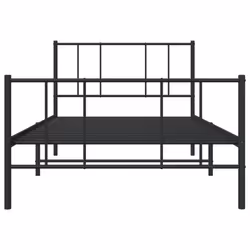 vidaXL Metal Bed Frame with Headboard Bed Base Mattress Foundation Bedstead - black, 90 x 190 cm/with headboard & footboard - Additional view 5