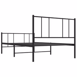vidaXL Metal Bed Frame with Headboard Bed Base Mattress Foundation Bedstead - black, 90 x 190 cm/with headboard & footboard - Additional view 7