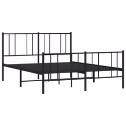 vidaXL Metal Bed Frame with Headboard Bed Base Mattress Foundation Bedstead - black, 120 x 190 cm/with headboard & footboard - Additional view 4