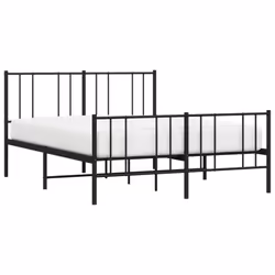vidaXL Metal Bed Frame with Headboard Bed Base Mattress Foundation Bedstead - black, 120 x 200 cm/with headboard & footboard - Additional view 2