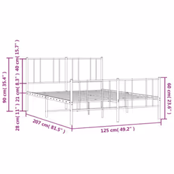 vidaXL Metal Bed Frame with Headboard Bed Base Mattress Foundation Bedstead - black, 120 x 200 cm/with headboard & footboard - Additional view 3
