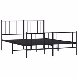 vidaXL Metal Bed Frame with Headboard Bed Base Mattress Foundation Bedstead - black, 120 x 200 cm/with headboard & footboard - Additional view 4