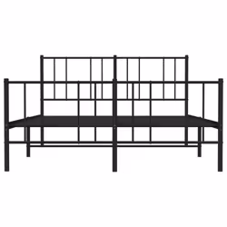 vidaXL Metal Bed Frame with Headboard Bed Base Mattress Foundation Bedstead - black, 120 x 200 cm/with headboard & footboard - Additional view 5