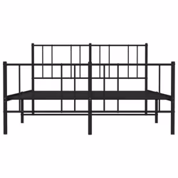 vidaXL Metal Bed Frame with Headboard Bed Base Mattress Foundation Bedstead - black, 135 x 190 cm/with headboard & footboard - Additional view 5