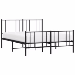 vidaXL Metal Bed Frame with Headboard Bed Base Mattress Foundation Bedstead - black, 140 x 190 cm/with headboard & footboard - Additional view 2