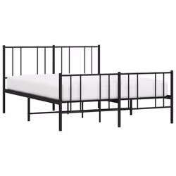 vidaXL Metal Bed Frame with Headboard Bed Base Mattress Foundation Bedstead - black, 140 x 200 cm/with headboard & footboard - Additional view 2