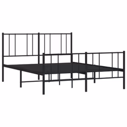vidaXL Metal Bed Frame with Headboard Bed Base Mattress Foundation Bedstead - black, 140 x 200 cm/with headboard & footboard - Additional view 4