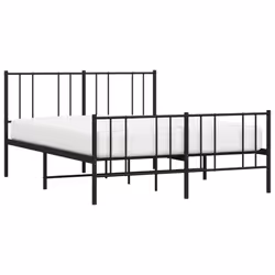 vidaXL Metal Bed Frame with Headboard Bed Base Mattress Foundation Bedstead - black, 150 x 200 cm/with headboard & footboard - Additional view 2