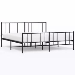 vidaXL Metal Bed Frame with Headboard Bed Base Mattress Foundation Bedstead - black, 180 x 200 cm/with headboard & footboard