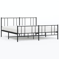 vidaXL Metal Bed Frame with Headboard Bed Base Mattress Foundation Bedstead - black, 180 x 200 cm/with headboard & footboard