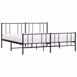 vidaXL Metal Bed Frame with Headboard Bed Base Mattress Foundation Bedstead - black, 180 x 200 cm/with headboard & footboard
