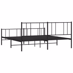 vidaXL Metal Bed Frame with Headboard Bed Base Mattress Foundation Bedstead - black, 180 x 200 cm/with headboard & footboard - Additional view 7