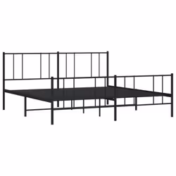 vidaXL Metal Bed Frame with Headboard Bed Base Mattress Foundation Bedstead - black, 193 x 203 cm/with headboard & footboard - Additional view 4