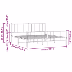 vidaXL Metal Bed Frame with Headboard Bed Base Mattress Foundation Bedstead - black, 193 x 203 cm/with headboard & footboard - Additional view 9