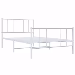 vidaXL Metal Bed Frame with Headboard Bed Base Mattress Foundation Bedstead - white, 75 x 190 cm/with headboard & footboard - Additional view 4