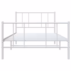 vidaXL Metal Bed Frame with Headboard Bed Base Mattress Foundation Bedstead - white, 75 x 190 cm/with headboard & footboard - Additional view 5