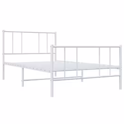 vidaXL Metal Bed Frame with Headboard Bed Base Mattress Foundation Bedstead - white, 90 x 190 cm/with headboard & footboard - Additional view 4