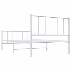 vidaXL Metal Bed Frame with Headboard Bed Base Mattress Foundation Bedstead - white, 90 x 190 cm/with headboard & footboard - Additional view 7