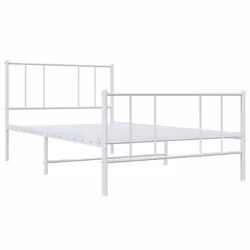 vidaXL Metal Bed Frame with Headboard Bed Base Mattress Foundation Bedstead - white, 90 x 200 cm/with headboard & footboard - Additional view 4