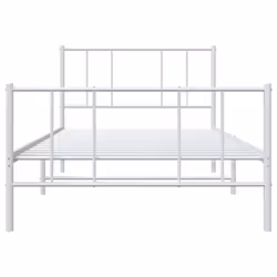 vidaXL Metal Bed Frame with Headboard Bed Base Mattress Foundation Bedstead - white, 90 x 200 cm/with headboard & footboard - Additional view 5