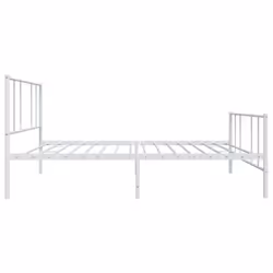 vidaXL Metal Bed Frame with Headboard Bed Base Mattress Foundation Bedstead - white, 90 x 200 cm/with headboard & footboard - Additional view 6