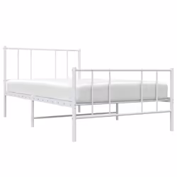 vidaXL Metal Bed Frame with Headboard Bed Base Mattress Foundation Bedstead - white, 100 x 190 cm/with headboard & footboard - Additional view 2